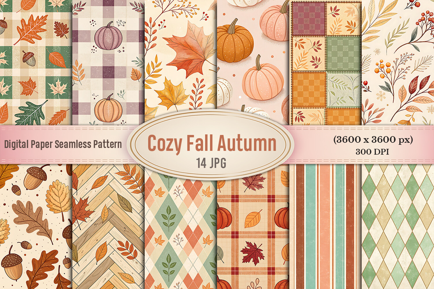 Cozy Fall Autumn Digital Paper Bundle