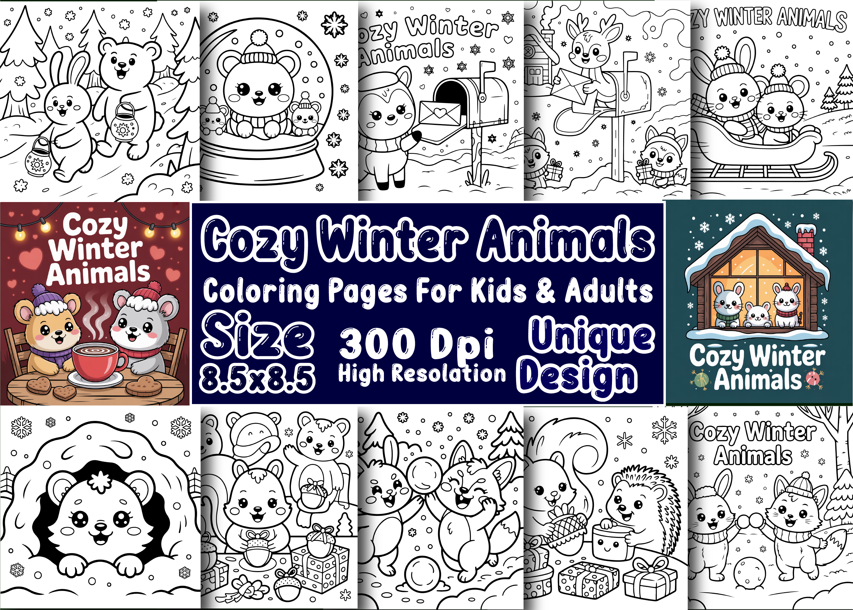 Cozy Winter Animals Coloring Pages
