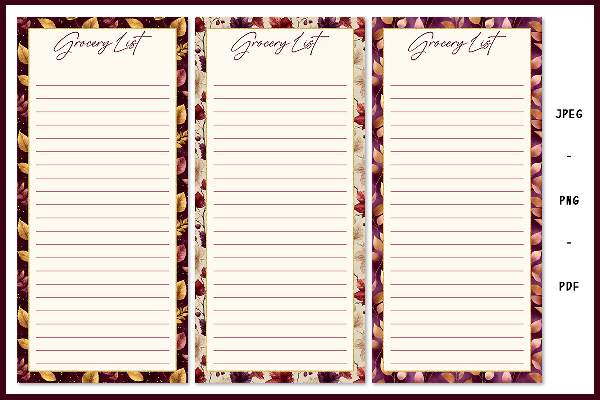 FALL GROCERY LIST SET