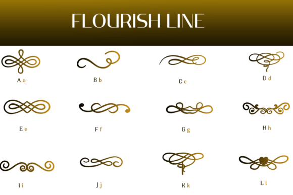 Flourish Line Font PNG with transparent background - Preview 1