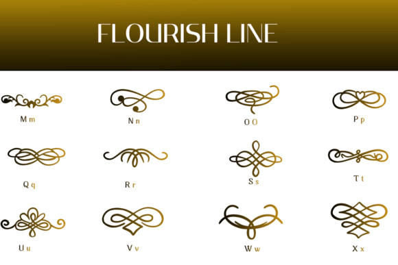 Flourish Line Font PNG with transparent background - Preview 2