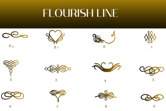 Flourish Line Font PNG with transparent background - Preview 3