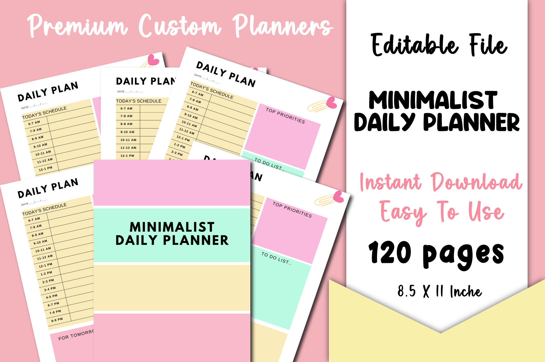 Minimalist Daily Planner Canva KDP