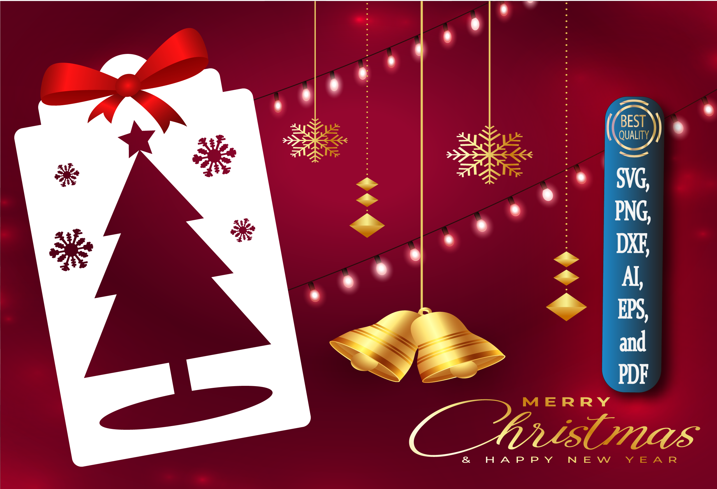 Paper Cut Christmas Gift Tag SVG Cut Fil