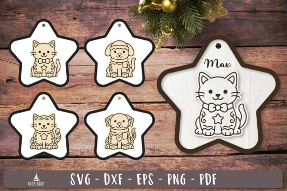pet gingerbread star ornament svg laser cutting file for glowforge birch cricut christmas dog gift