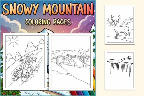Snowy Mountain Coloring Pages for Kids