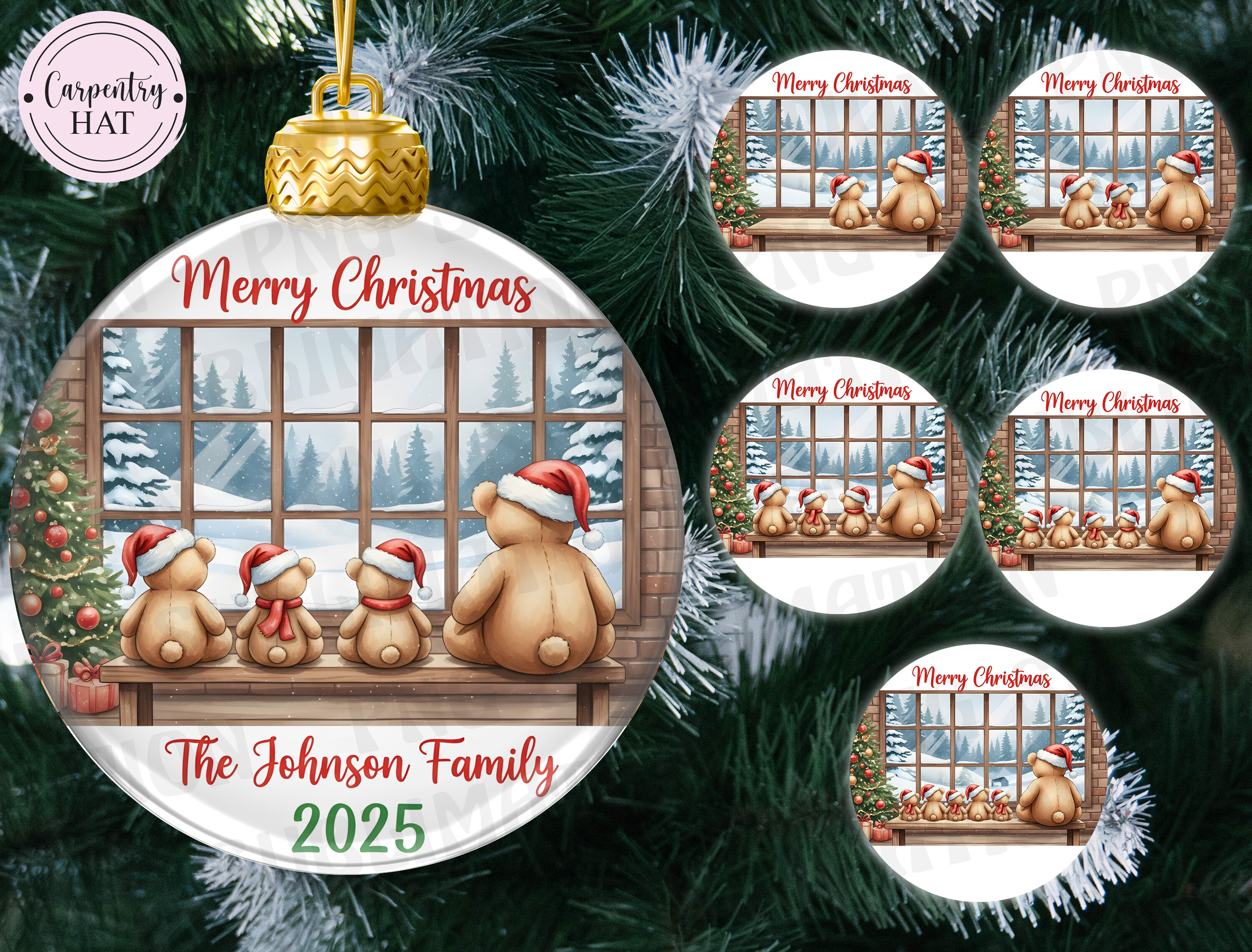 Teddy Bear Family Ornament PNG