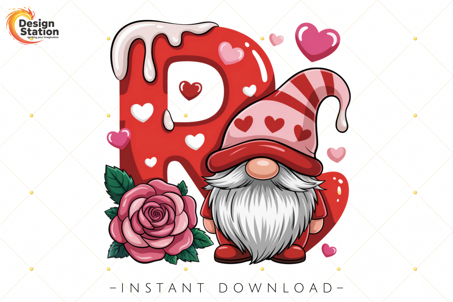 Valentine Letter R Gnome PNG