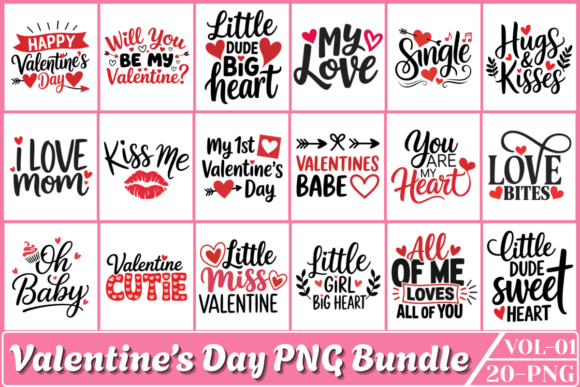 Preview of Valentine’s Day Typography PNG Bundle Vol-01 Valentine sublimation design