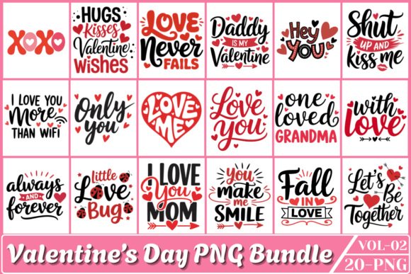 Preview of Valentine’s Day Typography PNG Bundle Vol-02 Valentine sublimation design