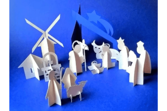 3D NATIVITY SCENE. Svg Templates.