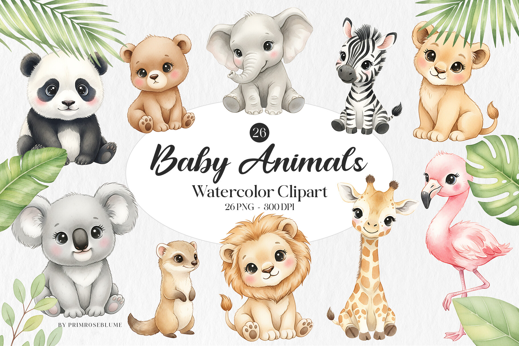 Baby Animals Watercolor Clipart