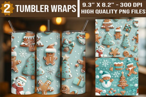 Christmas Gingerbread Tumbler Wraps Set