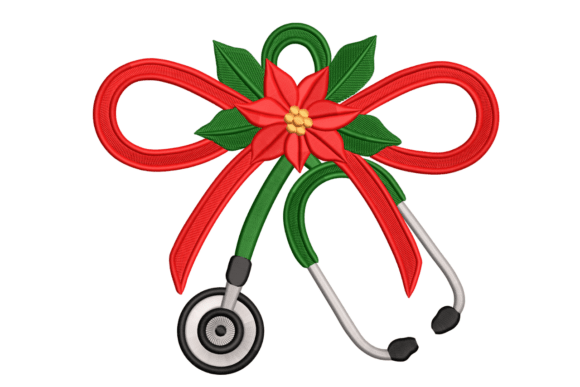 Christmas Nurse Bow & Stethoscope