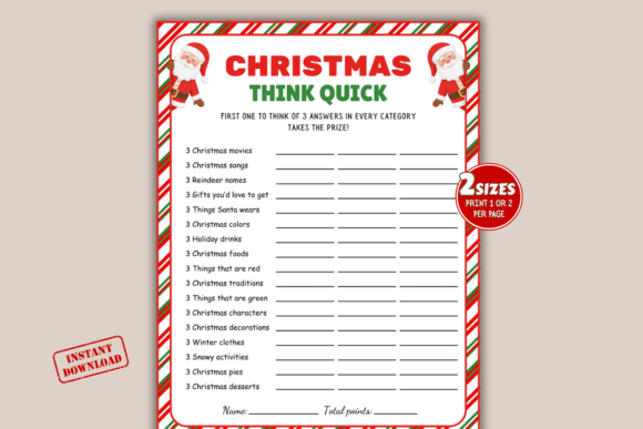 Christmas Think Quick Game PDF