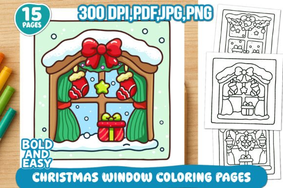 Christmas Window Coloring PagesBold&Easy