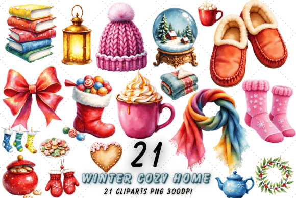 Cozy Winter Home Clipart Bundle Vibran Graphics
