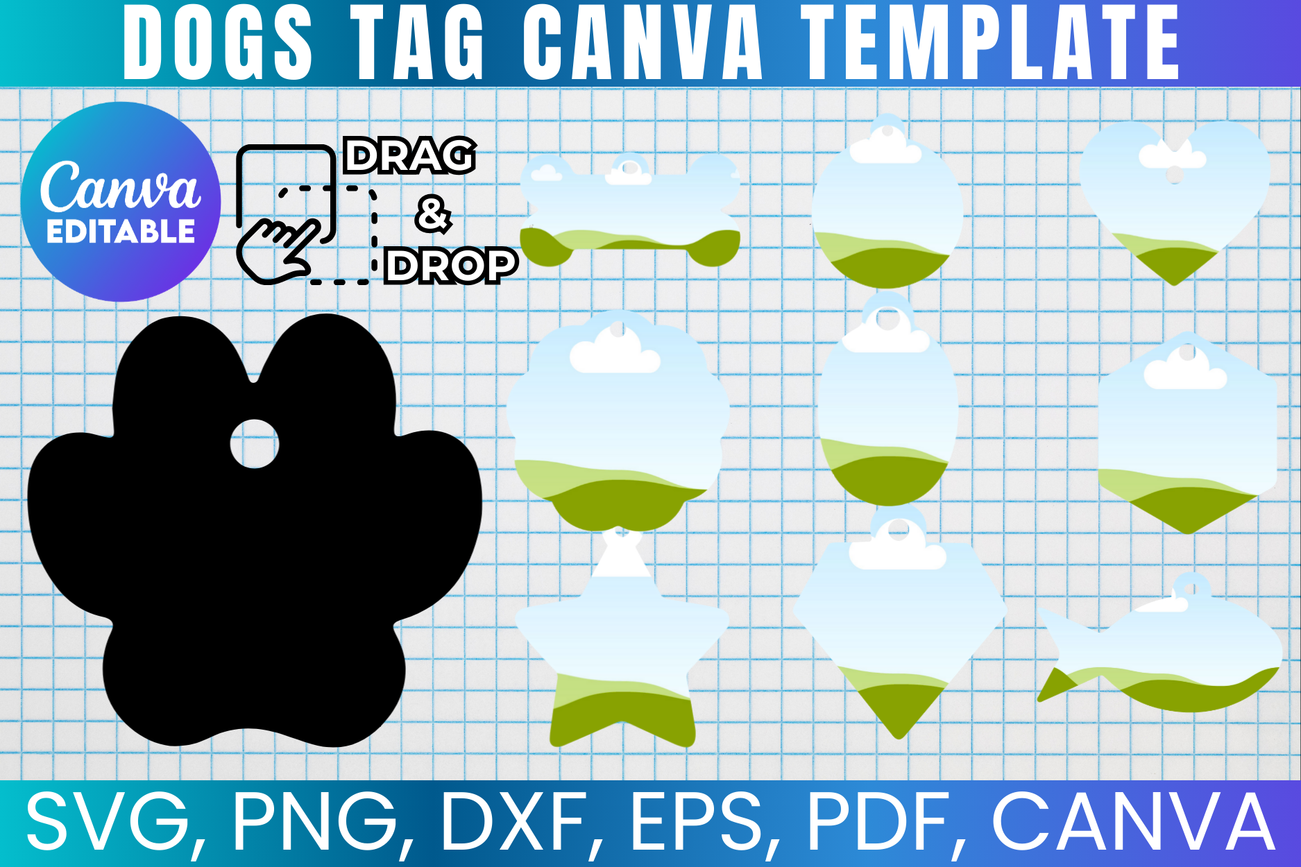 Dog Tag Canva Templates Bundle