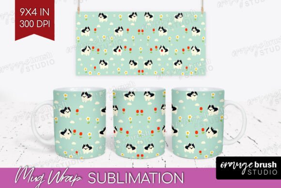 Husky Dog Tiny Mug Wrap PNG sublimation for 11oz white ceramic mug blank