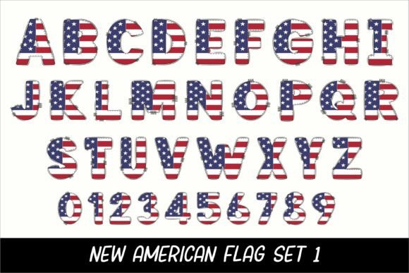 New American Flag Font PNG with transparent background - Preview 1
