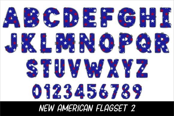 New American Flag Font PNG with transparent background - Preview 2