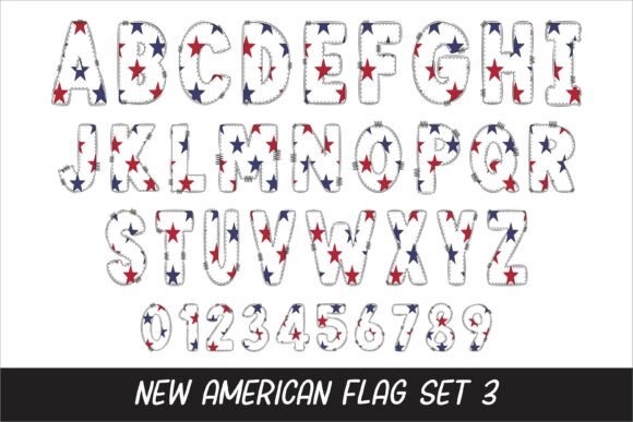 New American Flag Font PNG with transparent background - Preview 3