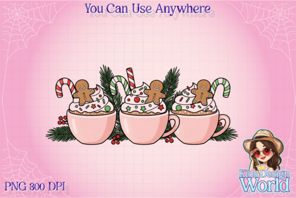Pink Gingerbread Coffee Christmas PNG