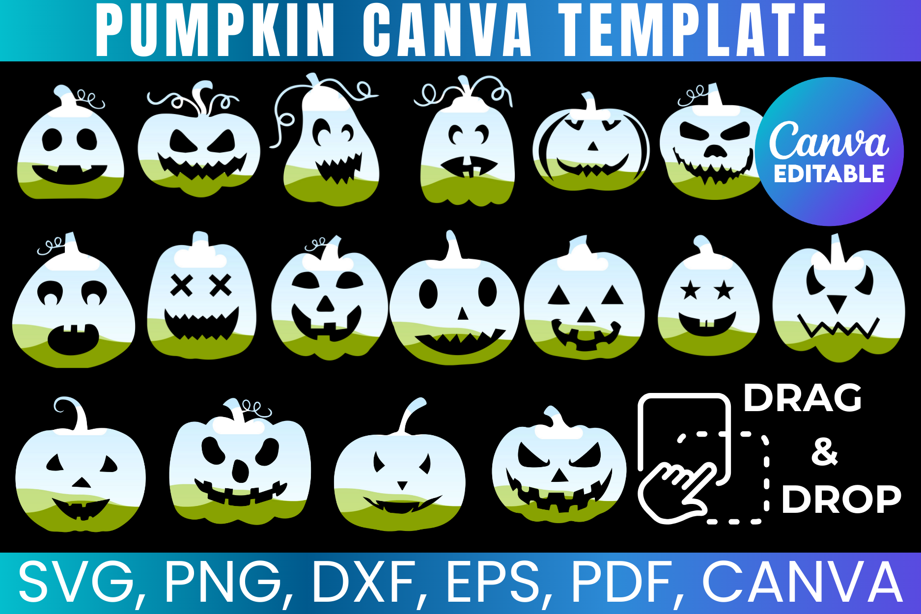 Pumpkin Halloween Canva Frame Templates