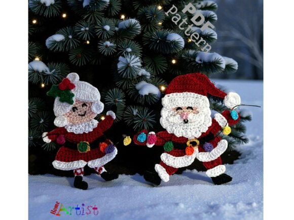 Santa Duo Crochet Applique Pattern