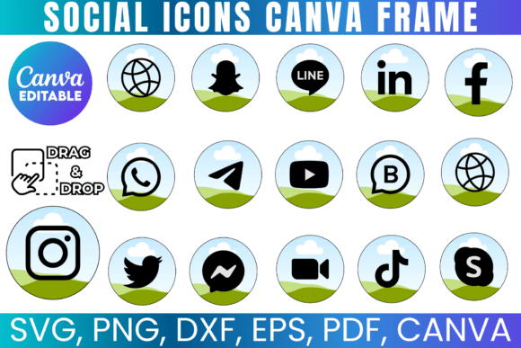 Social Media Icon Canva Template Bundle Graphic by Gfx Shaown ...