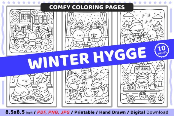 Winter Hygge Comfy Coloring Pages