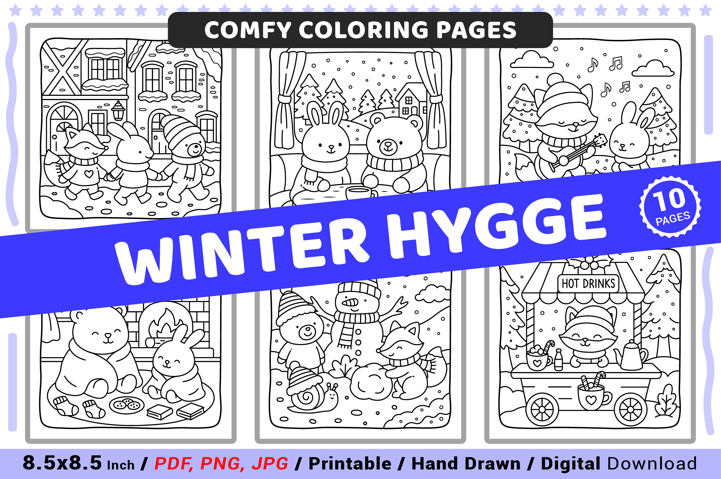 Winter Hygge Comfy Coloring Pages