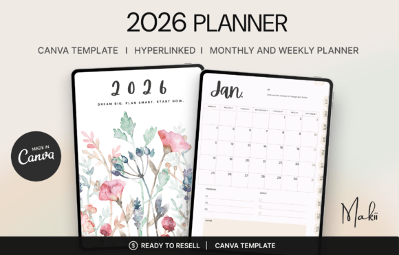 2026 Planner, Canva Template