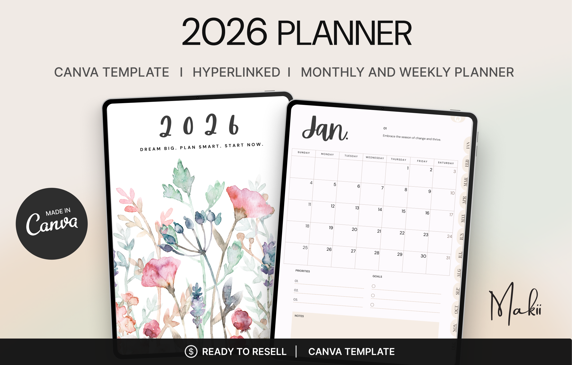 2026 Planner, Canva Template