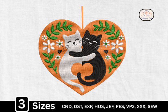 Cat Couple Hugging Cats Heart