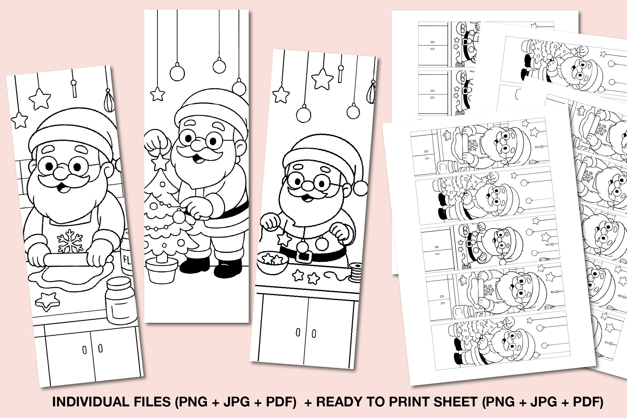 Christmas Coloring Bookmarks Set