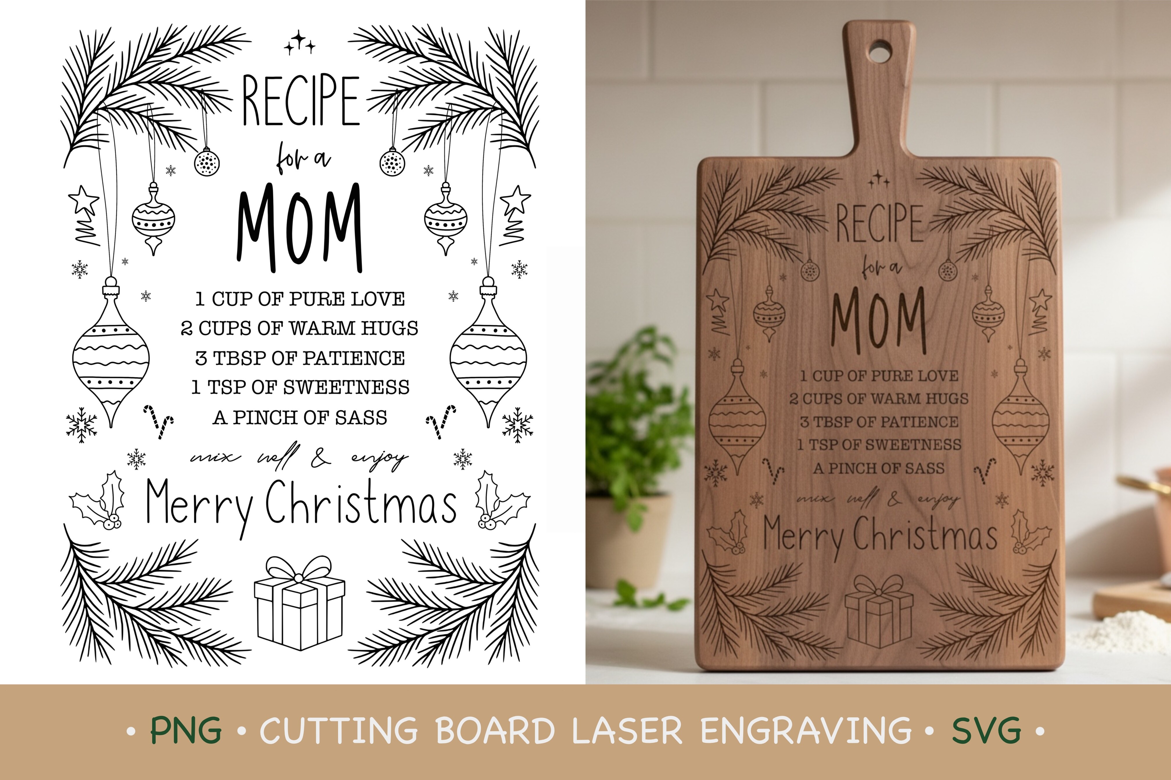 Christmas Cutting Board Recipe for a Mom