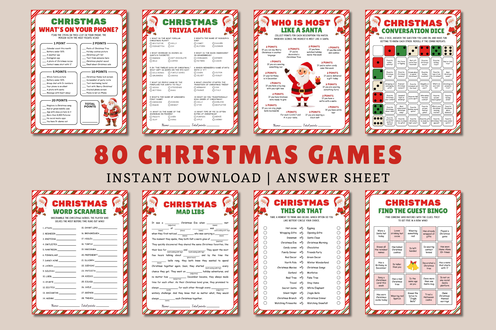 Christmas Games Bundle PDFs