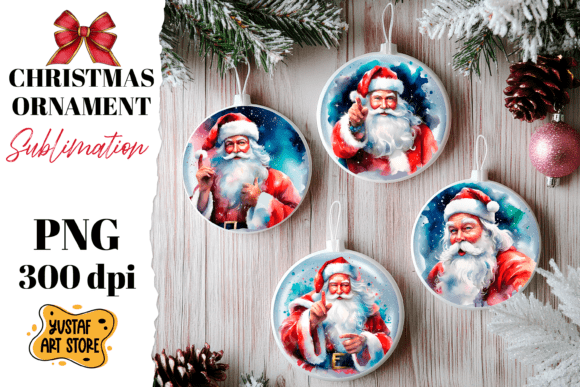 Christmas Ornament Sublimation. Santa Graphic Illustrations By Yustaf Art Store