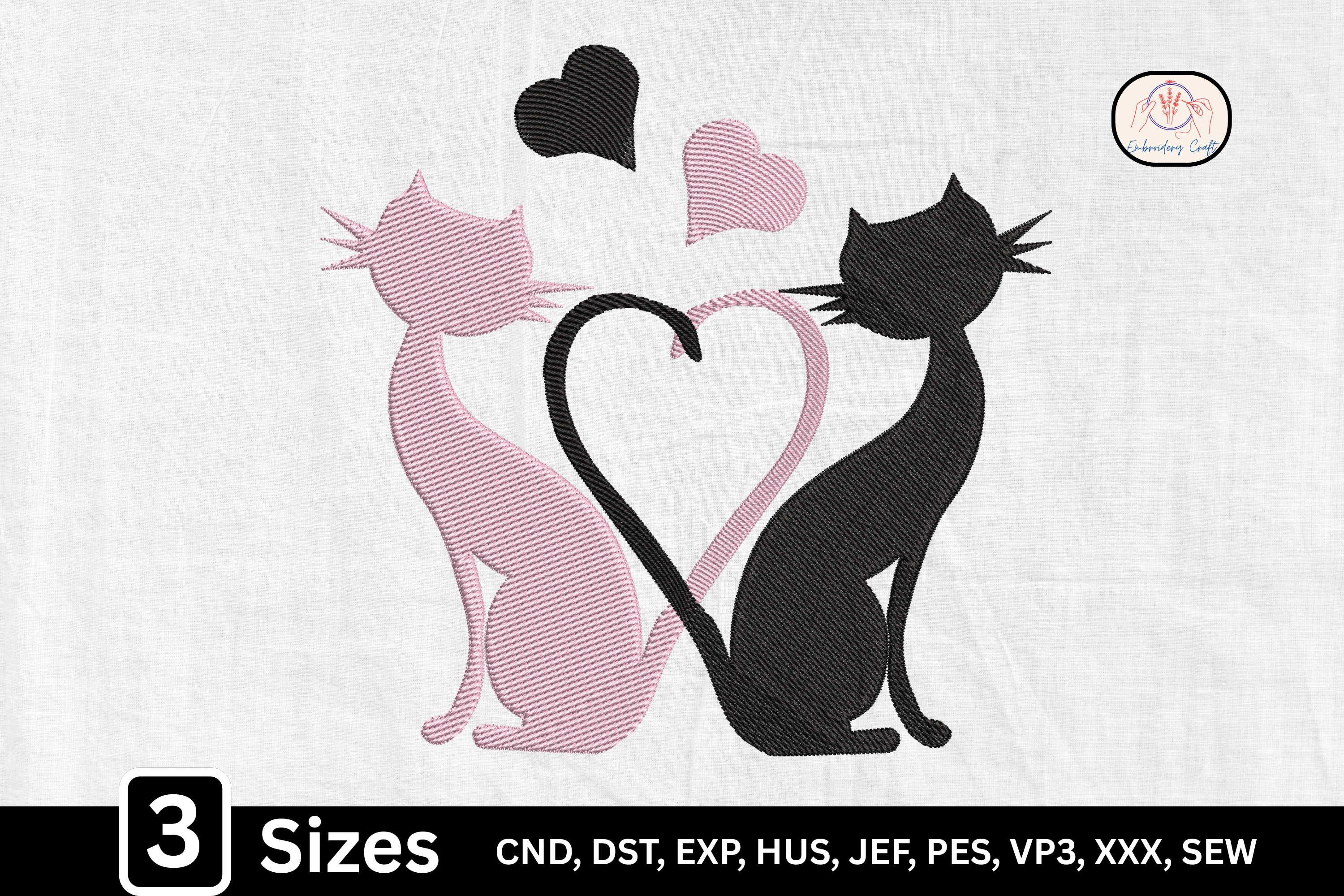 Couple Cats Heart Tail Valentine