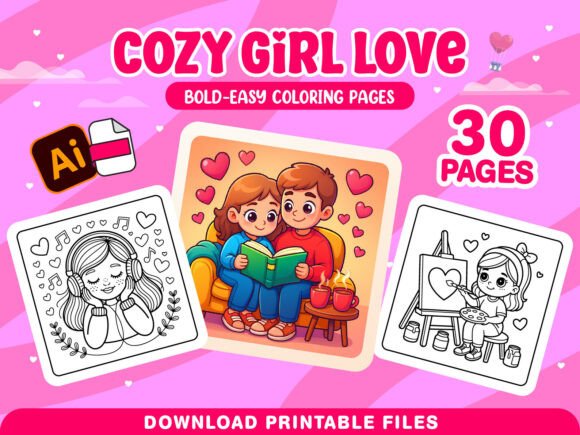 Cozy Girl Love Coloring Pages for Adults