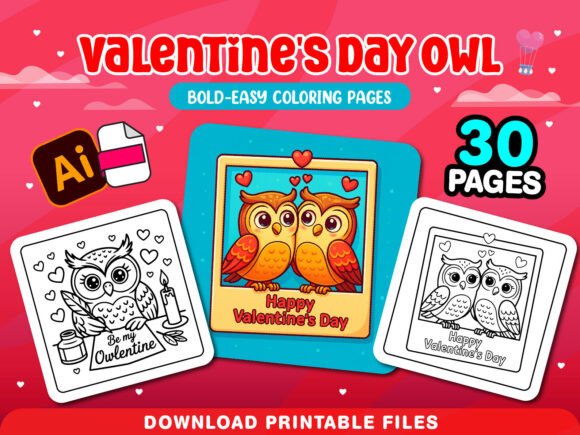 Cozy Owl Valentine's Day Coloring Pages