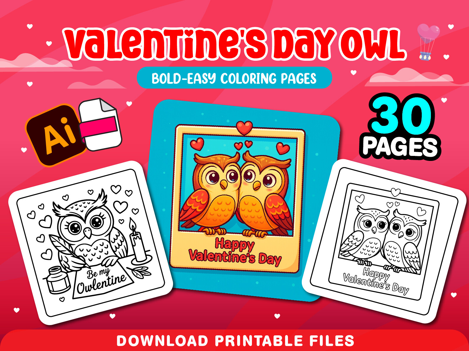 Cozy Owl Valentine's Day Coloring Pages