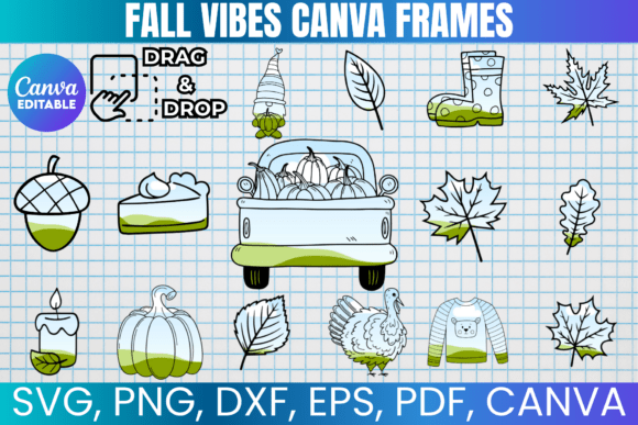 Editable fall Canva frames for autumn and Halloween designs