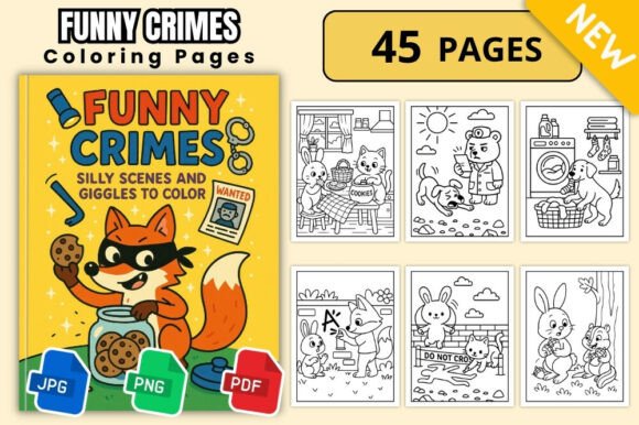 Funny Crimes Animal Coloring Book