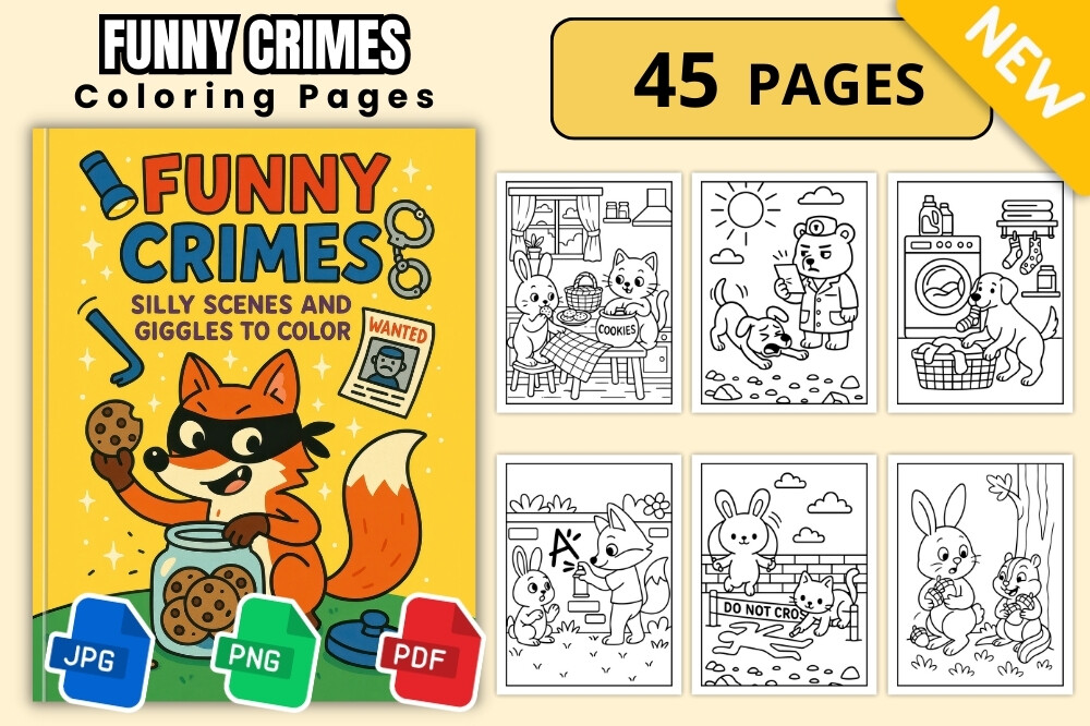 Funny Crimes Animal Coloring Book