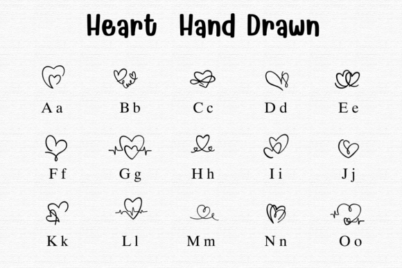 Heart Hand Drawn Font PNG with transparent background - Preview 1