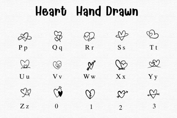 Heart Hand Drawn Font PNG with transparent background - Preview 2
