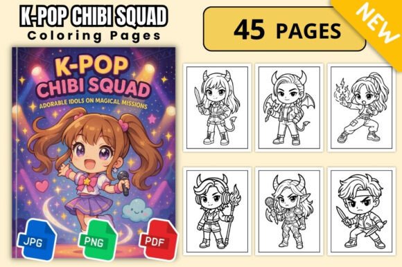 K-Pop Chibi Squad Coloring Book