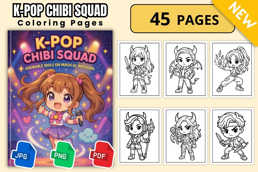 K-Pop Chibi Squad Coloring Book